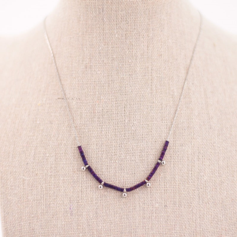 Collar acero piedras morado