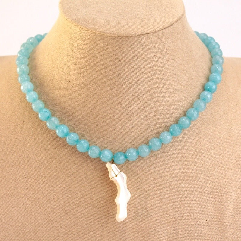 Collar acero Piedras y coral