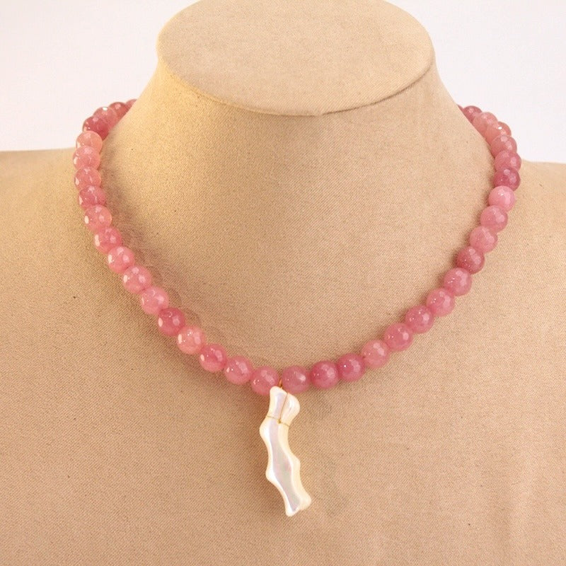 Collar acero Piedras y coral