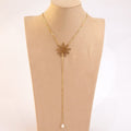 Collar acero sol ajustable con perla