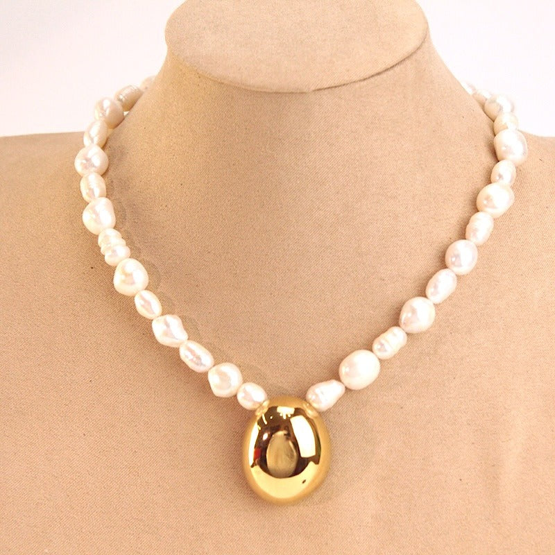 Collar acero Perlas de rio gota grande