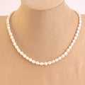 Collar acero Perlas de rio