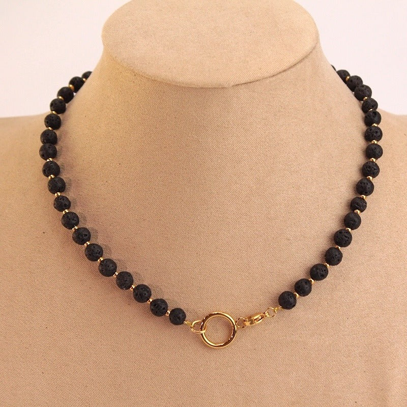 Collar acero Piedra volcanica personalizable