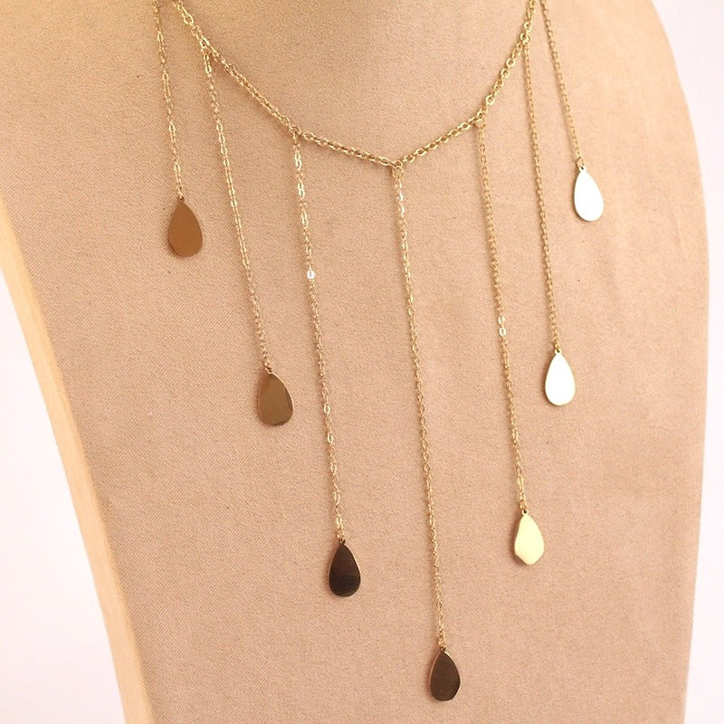 Collar acero abanico de hotas plateado
