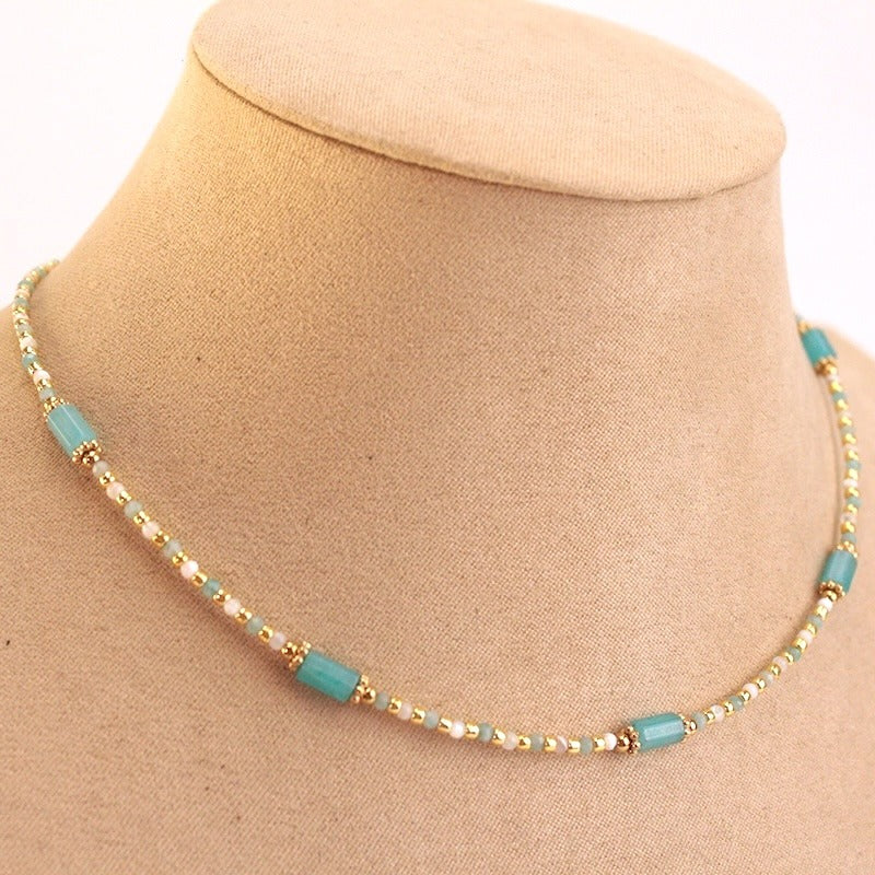 Collar acero piedra natural
