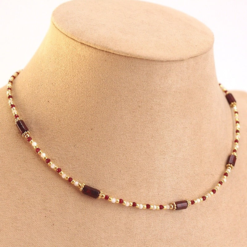 Collar acero piedra natural