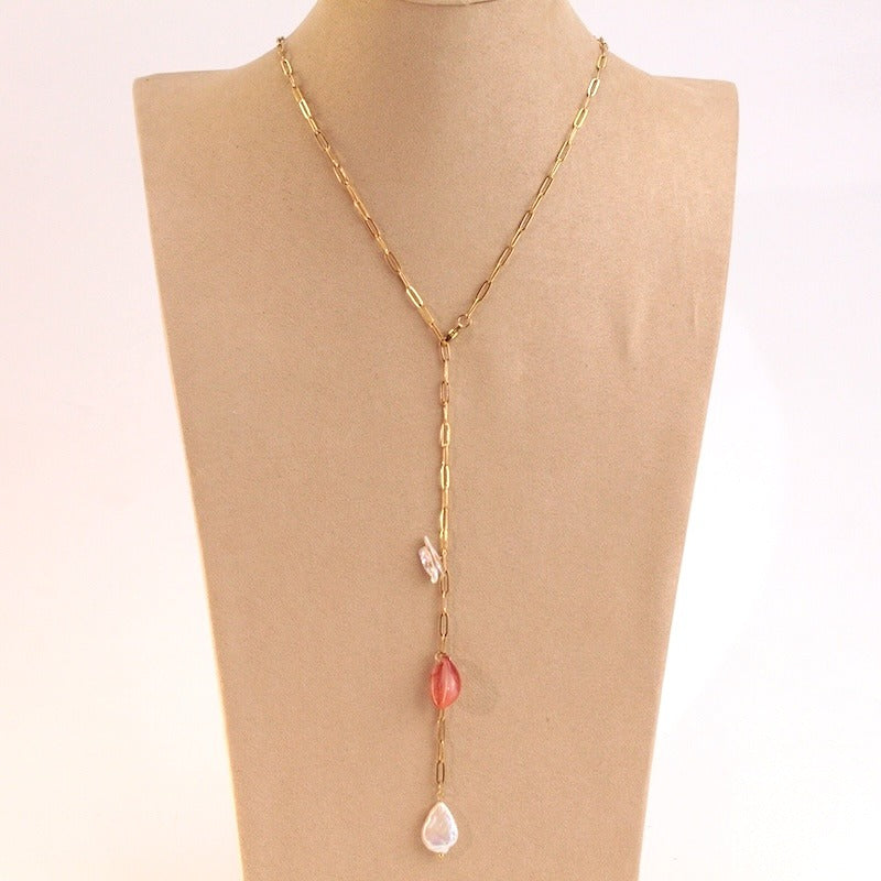 Collar acero concha y perla