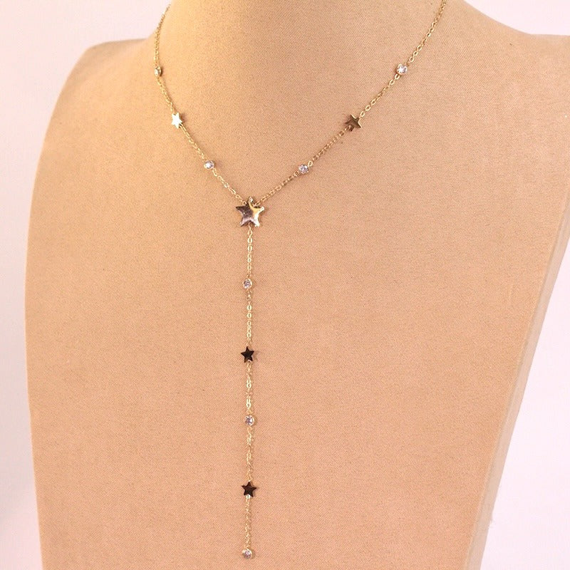 Collar acero estrellas de circonitas
