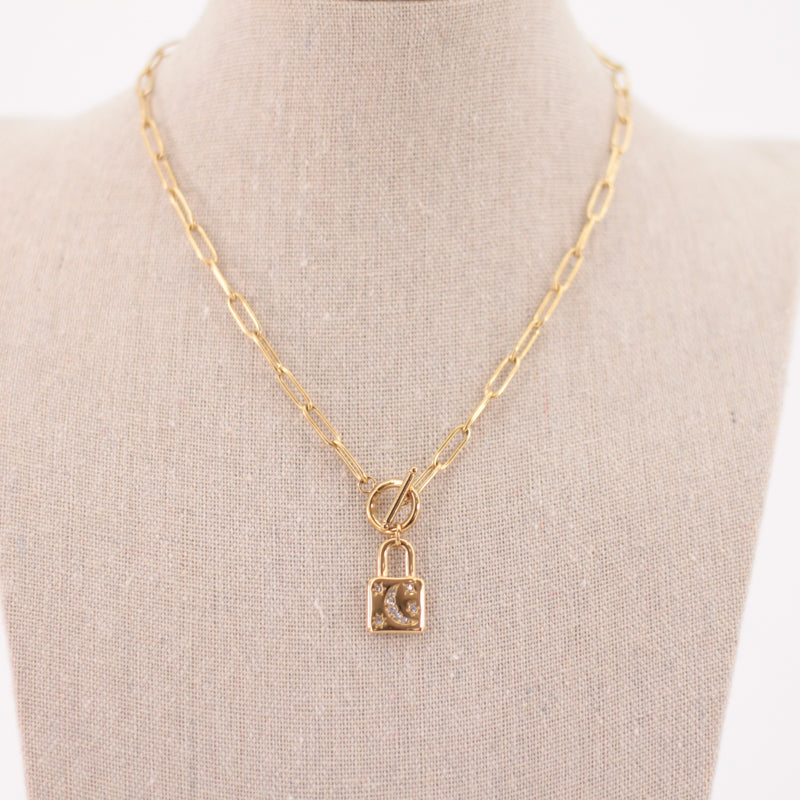 Collar acero candado luna
