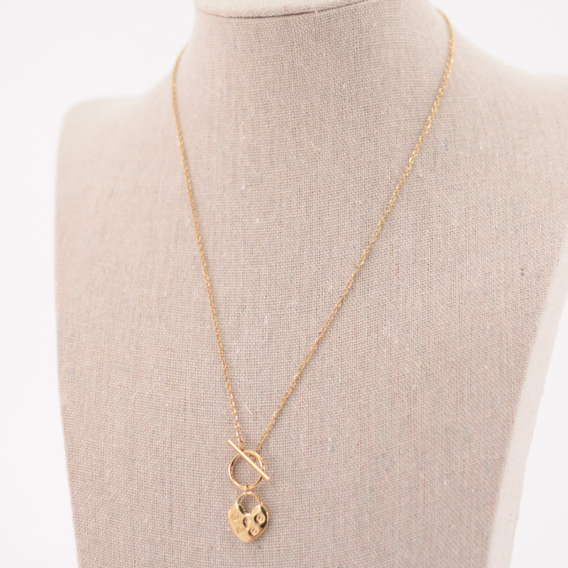 Collar acero corazón candado