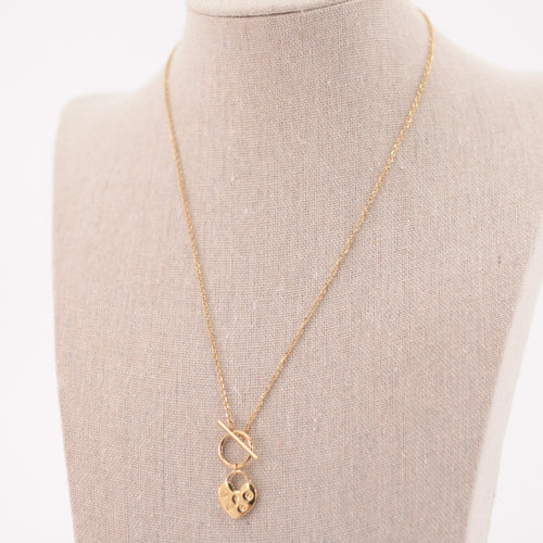 Collar acero corazón candado